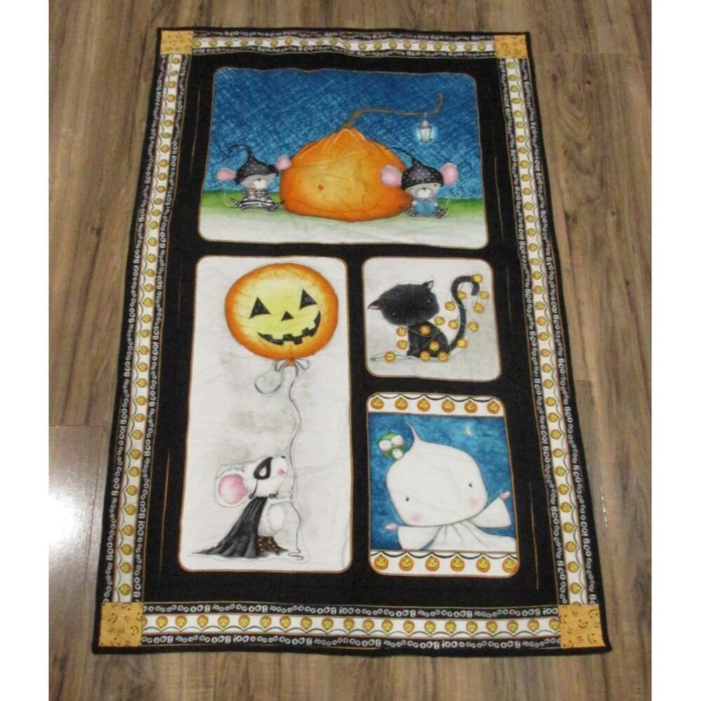 Halloween Baby Blanket Quilt 46x29" Multicolor